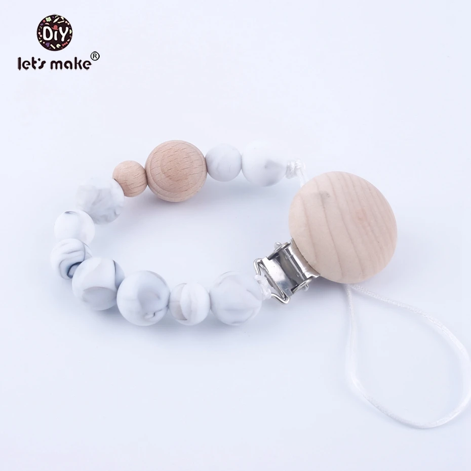 Let's Make Baby Nursing Pacifier Clips Chew Silicone Beads Soother Carrier Teether Accessory Toddler Teething Dummy Clip Chain