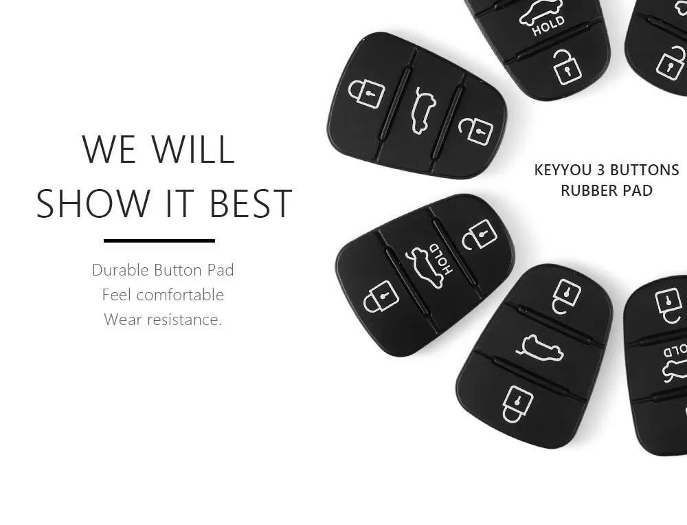 Замена KEYYOU резиновый кнопочный коврик для hyundai I30 IX35 Solaris Accent Tucson для Kia K2 K5 Rio Filp дистанционный Автомобильный ключ оболочки Pad