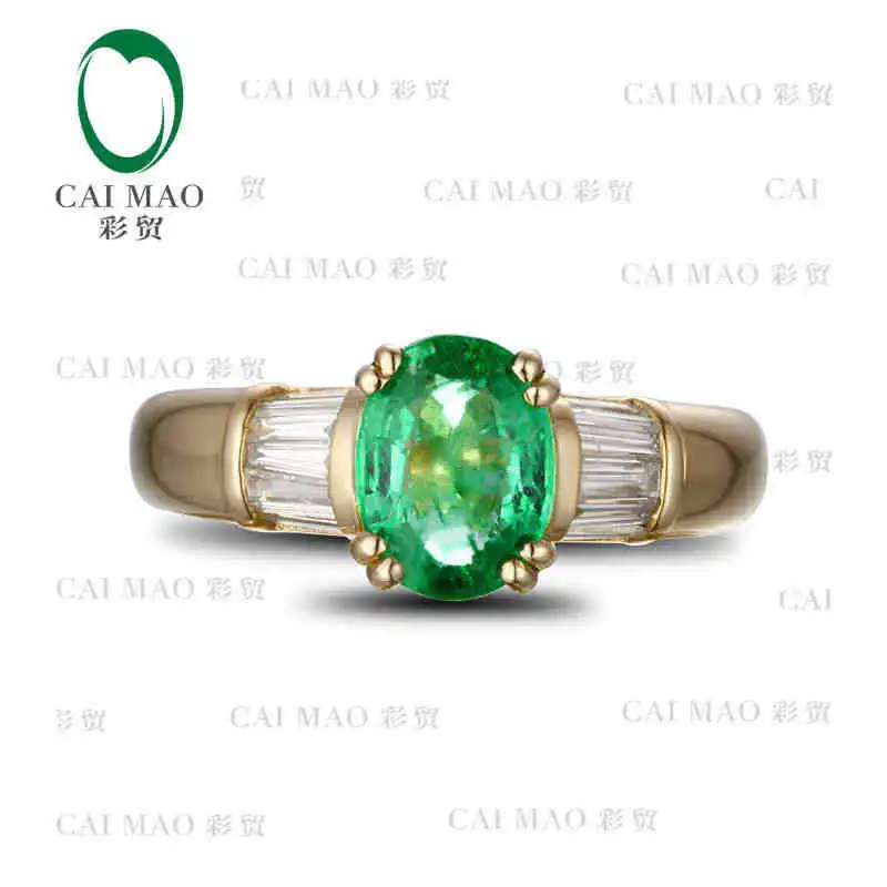 

CaiMao 1.18 ct Natural Emerald 18KT/750 Yellow Gold 0.38 ct Full Cut Diamond Engagement Ring Jewelry Gemstone colombian