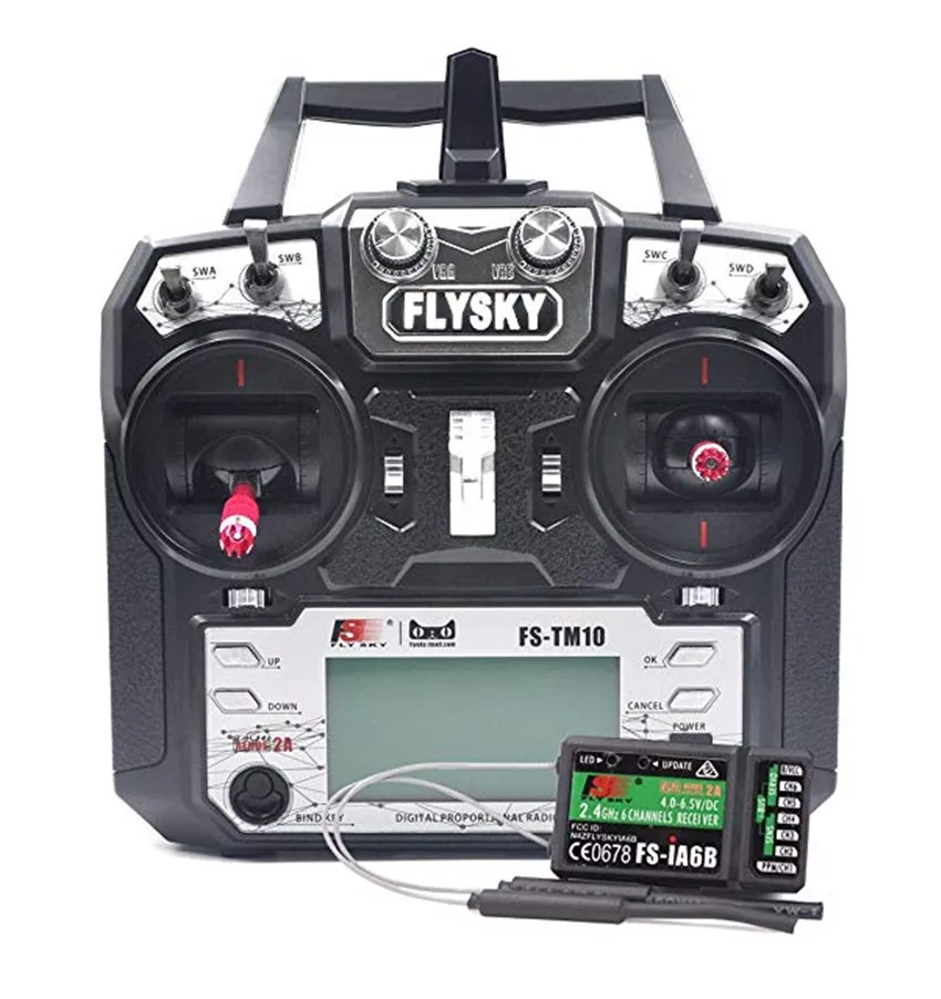 Flysky FS-TM10 6CH 2.4GHz AFHDS 2A RC Transmitter with FS-iA6B Receiver Remote Control Upgrade RC Helicopter/Boat/Drone/Heli Fix