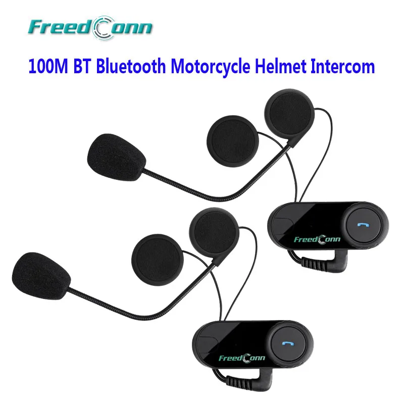 

2 pcs Freedconn Motorcycle Helmet Bluetooth Headset Intercom BT Interphone 100M Rider to Pillion Intercom with FM radio