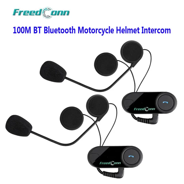 2 pcs Freedconn Motorcycle Helmet Bluetooth Headset Intercom BT Interphone 100M Rider to Pillion Intercom with FM radio
