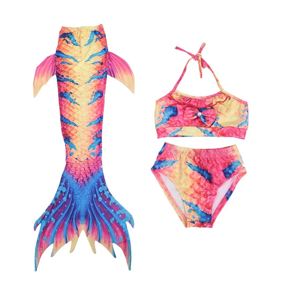 

Children Kids Girls Three Pieces Bikini Set Mermaid Swimming Suit Tankini Swimwear for Sea Beach Sunbathing Swimming Pool