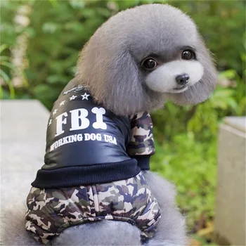 

Pet Suit FBI Double Thickening Camouflage Costume Jumpsuit Winter Coat Jacket Cute Dog Garment Clothes For Puppy Warm Apparel