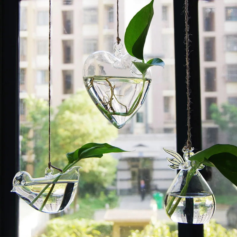 Transparent glass vase home hydroponic brief flower at decoration small bottle|crystal pot|hanging vaseglass |
