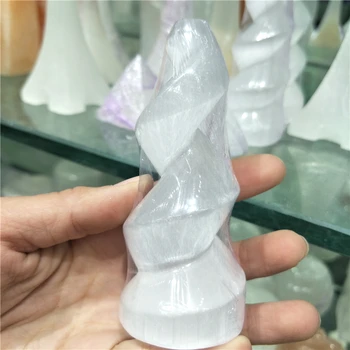 

DHX SW natural raw selenite crystal gemstone tower gypsum tower mineral specimen healing remove negative energy Decor