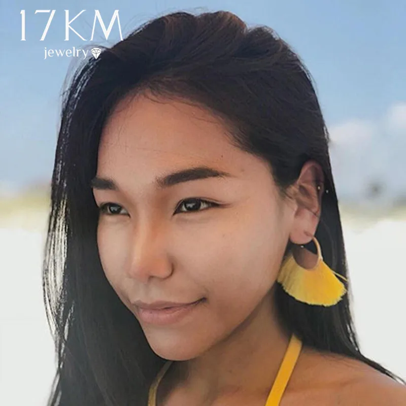 Fashion 2018 Sector Tassel Earrings For Women Gold Color Drop Earring Yellow Red Blue White Bijoux Femme Statement Jewelry New