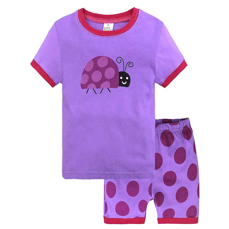 

Summer Kids Shorts Pajamas Girl Cartoon Seven-star Ladybug Clothes Children's Casual Suit