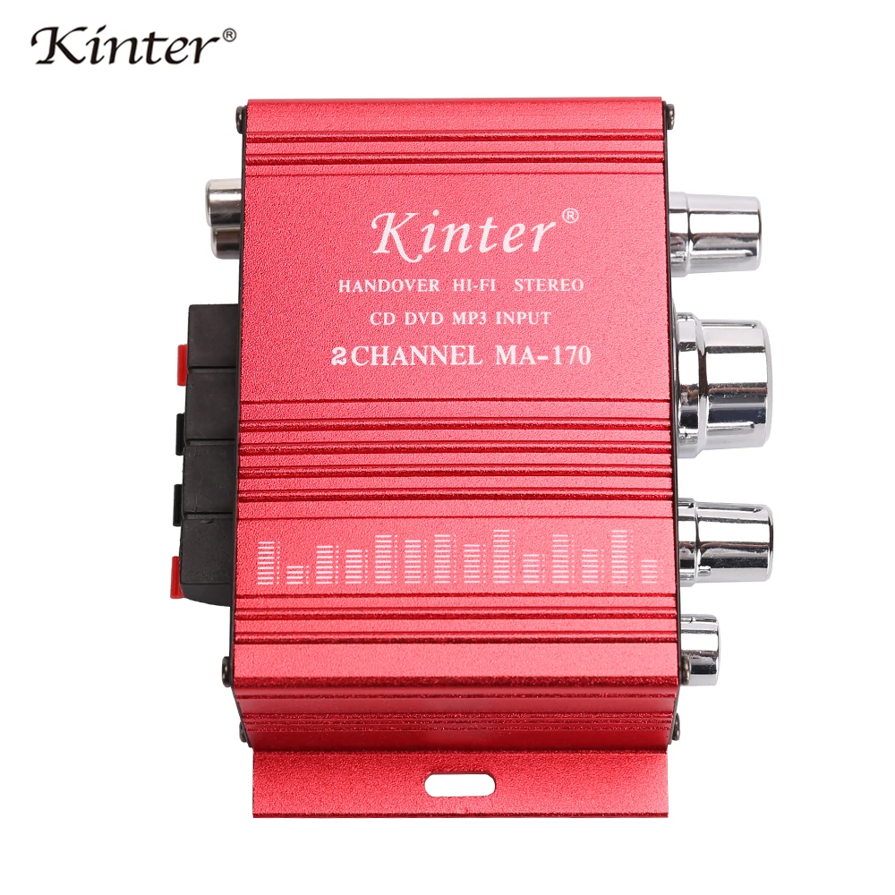 Mini amplificador de audio kinter para altavoz 2 canales MA-170 amplificadores de coche de motocicleta para casa sonido estéreo DC12V fuente de alimentación cable