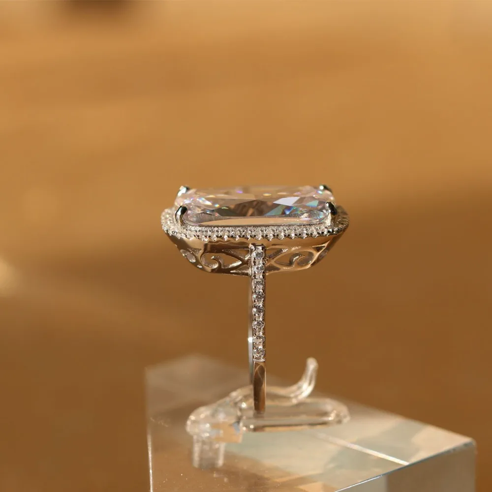 Подлинное кольцо из стерлингового серебра 925 пробы с небесно-голубым кубическим цирконием для женщин Свадебные Ювелирные украшения Прекрасные ювелирные украшения
