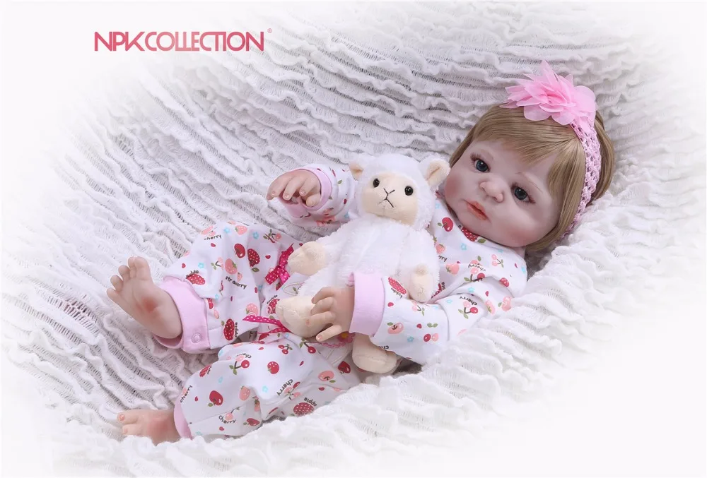 

NPK 57CM Pink Strawberry Full Body Silicone Girl Reborn Babies Doll Toys Princess Babies Doll Wig Hair Birthday Gift Xmas gift