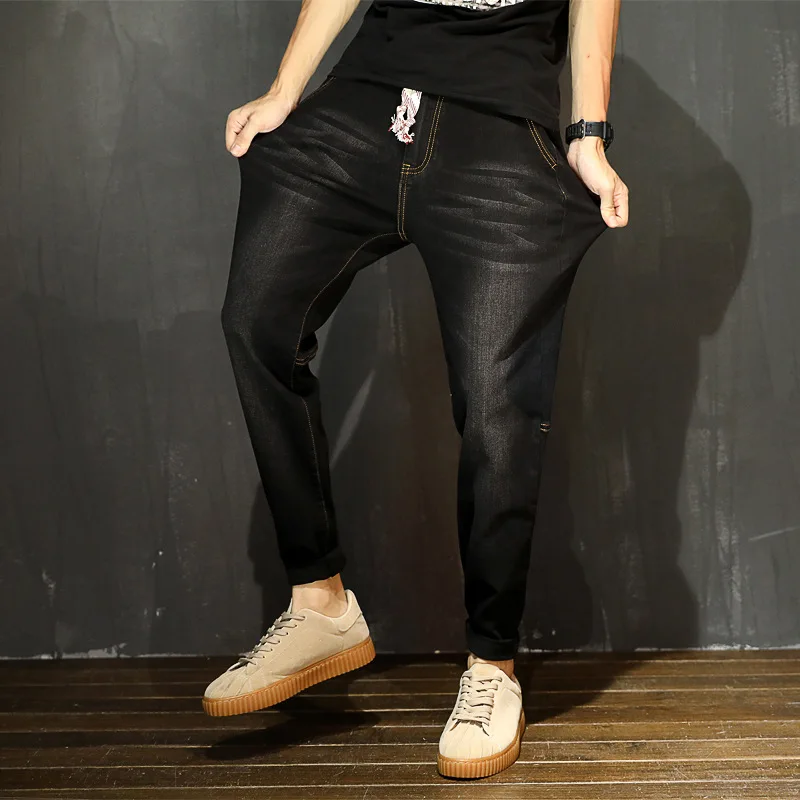 Goede 2019 Mannen Jeans Streetwear Denim Hip Hop Zwarte Jeans Homme Big Size 6XL Kot Pantolon Harem Jean Slim Potlood Mens stretch Broek