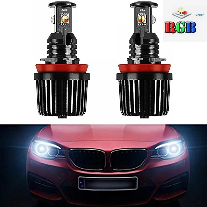 Светодиодные Габаритные огни Angel Eyes H8 многоцветные лампы canbus для BMW E60 X5 E70 X6 E71 E90 E91