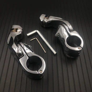 

Motorcycle 1 1/4" 32mm Chrome Long Angled Adjustable Highway Footrest Foot Peg Mount Bracket For Harley Glide Dyna