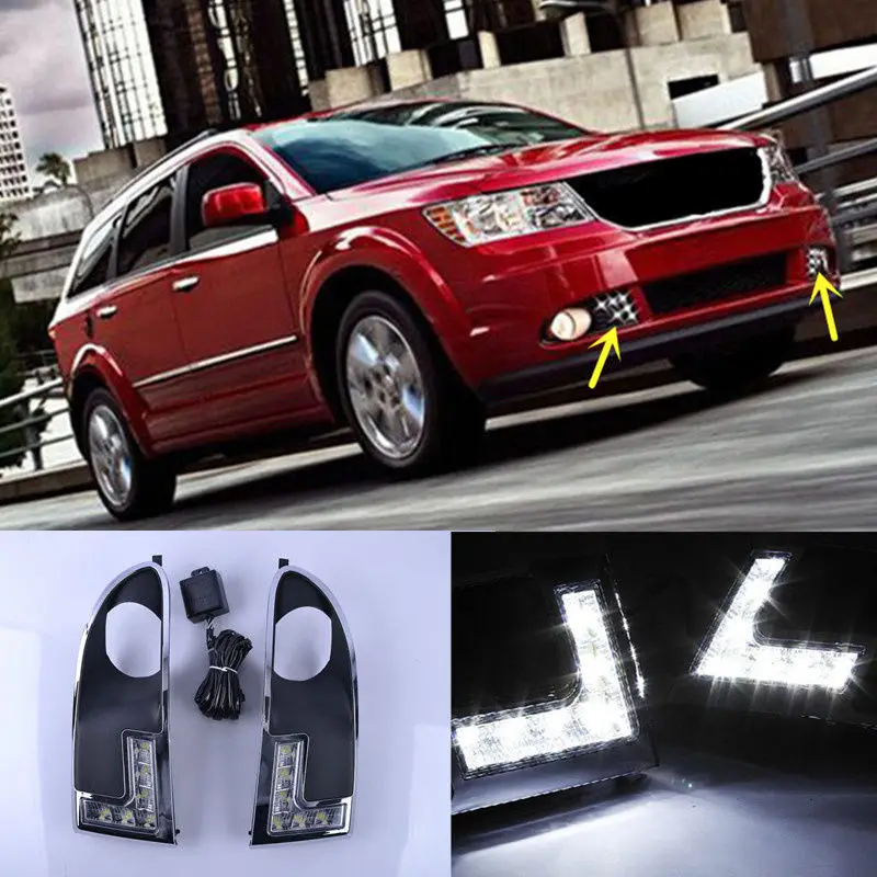 

2* White Daytime Running Lights DRL Fog Light Cover for Dodge JCUV 2009-2012