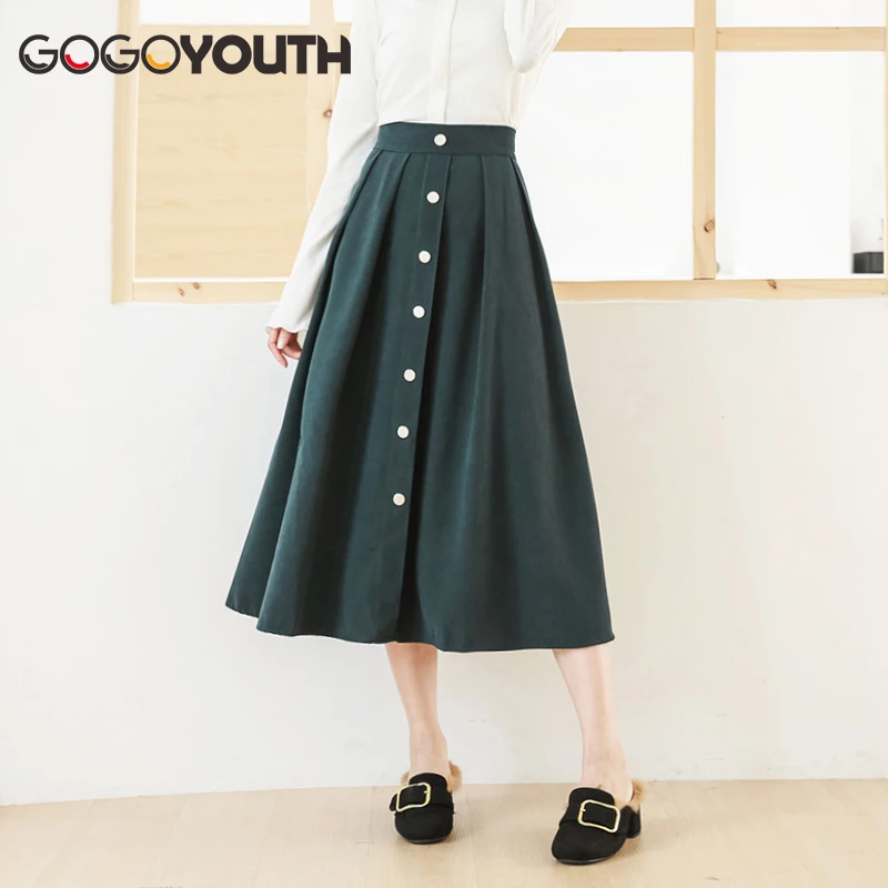 

Surmiitro Long Summer Skirt Women 2019 New Cotton Korean Elegant High Waist Skirt Female Fashion Midi A-line Sun Shcool Skirt