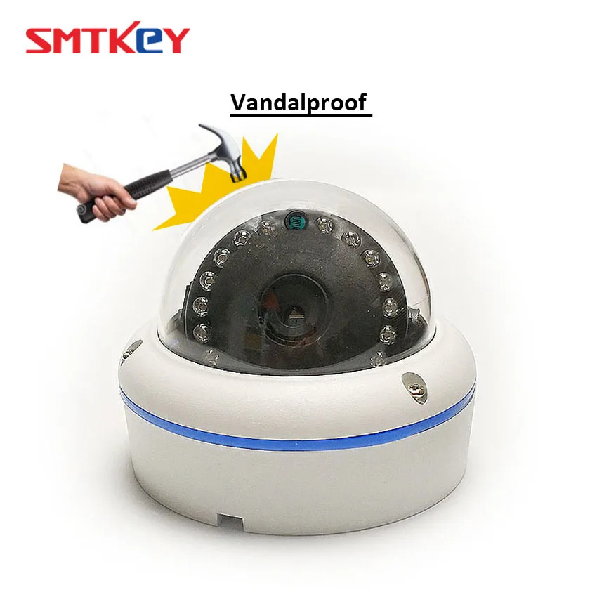 SMTKEY Onvif 720 P/960 P/1080 P Антивандальная Проводная ip-камера с металлическим корпусом, водонепроницаемая купольная IP камера день и ночь