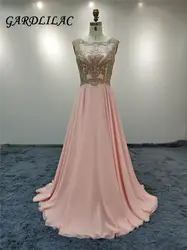 Новый шифон Румяна вечерние платья Длинные Пром платье Vestido Longo; платье для выпускного вечера 2019 Свадебные вечерние платье Золотые