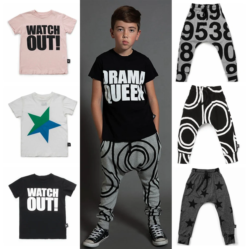 

2019 Collection! Girls Boys T-shirt Kids Brand Long Sleeve Tees and Harem Pants Baby Causal Shirts Star Print