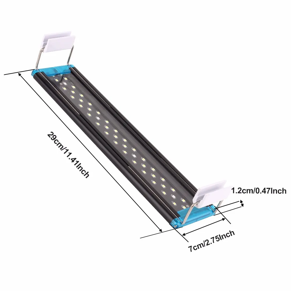 Ультратонкий Светодиодный светильник для аквариумных рыб 4 Вт/5 Вт/6 Вт/8 Вт подводный аквариум синий/белый светильник с выдвижными кронштейнами