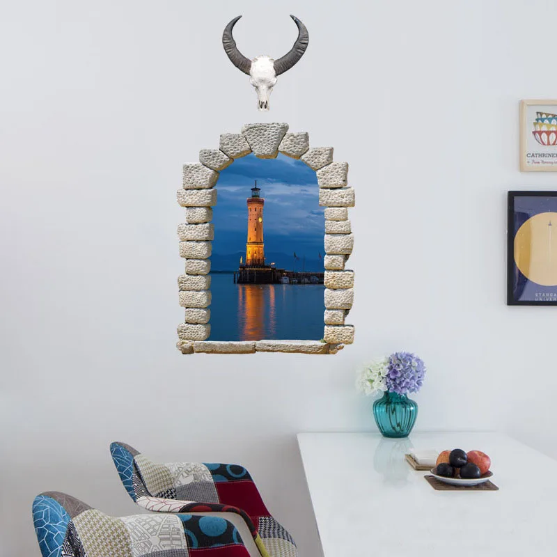 [Fundecoration] Новинка 2017 2 стиля 3D наклейки на стены с фальш окном домашний декор