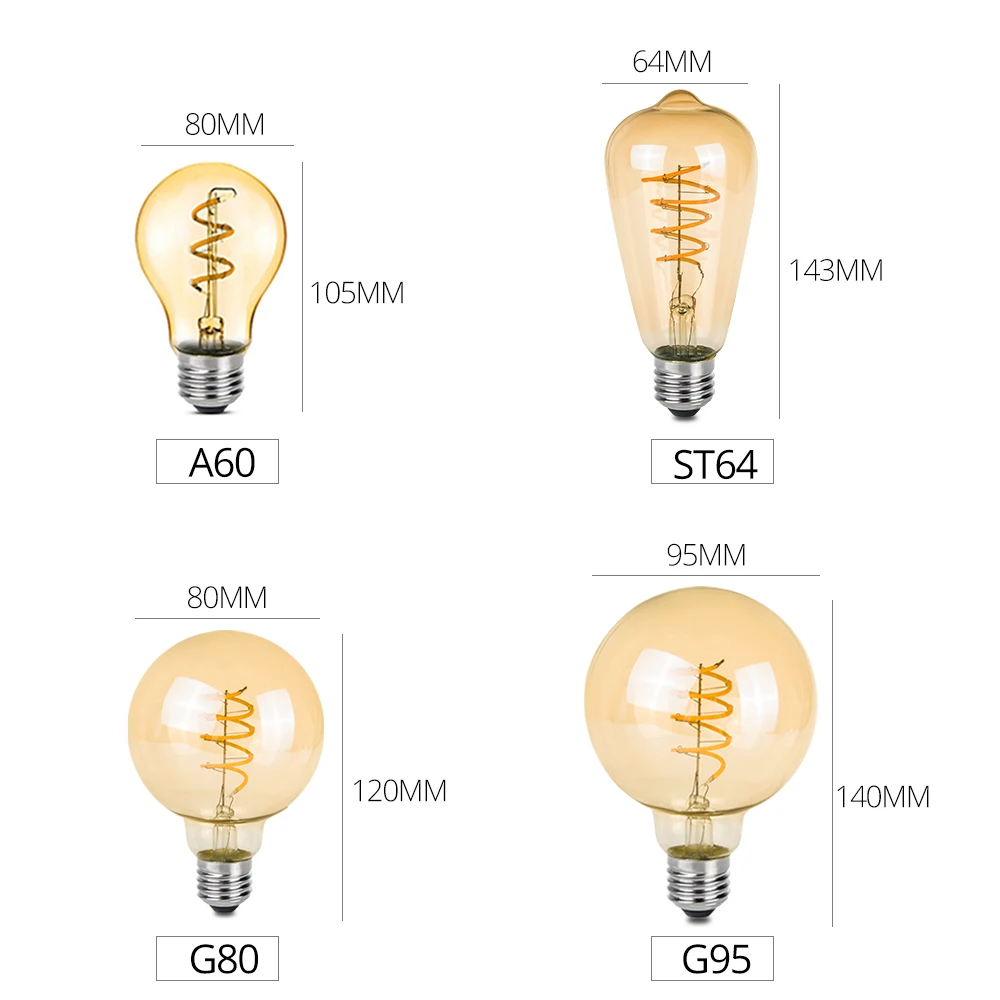 Ретро E27 Светодиодный светильник Эдисона 3 Вт 85-265 в Ампульный светодиодный E27 Лампа накаливания G80 G95 ST64 A60 винтажный античный светодиодный светильник Bombillas