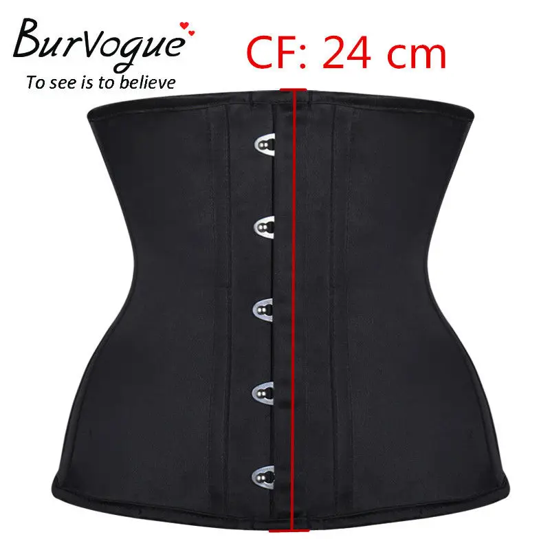 Burvogue Women Sexy Corsets and Bustiers Waist Cincher 12 Steel Bones Corsets Slimming Underbust Satin Waist Trainer Corsets