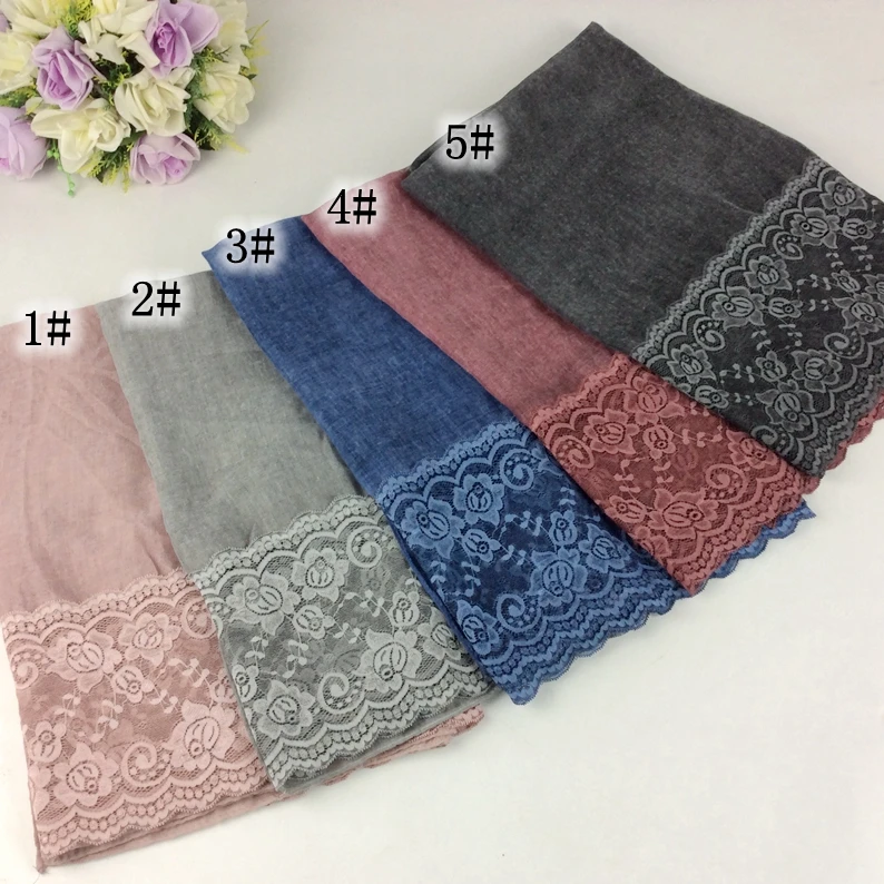 

2018 Spring Fashion Polyester Tie Dye Women Scarf Plain Cotton Floral Lace Hijab Muslim Hijab Head Wrap 10pcs/lot