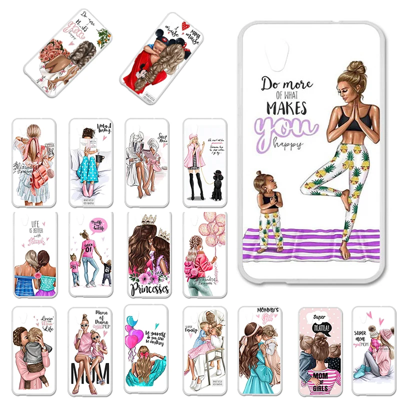 

Anunob Black Brown Hair Baby Mom Girl Silicone Case For Huawei Honor 8A Pro Huawei Y6 Prime 2019 JAT-LX1 6.09 inch Cover Bags