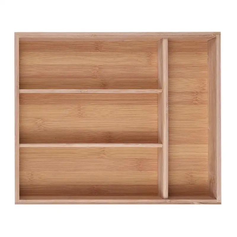 Ручка ящика бамбук органайзер для столовых приборов коробка для хранения кухонных принадлежностей разделитель ящика посуда Holer бамбуковые изделия поднос для столовых приборов - Цвет: 4 Grid
