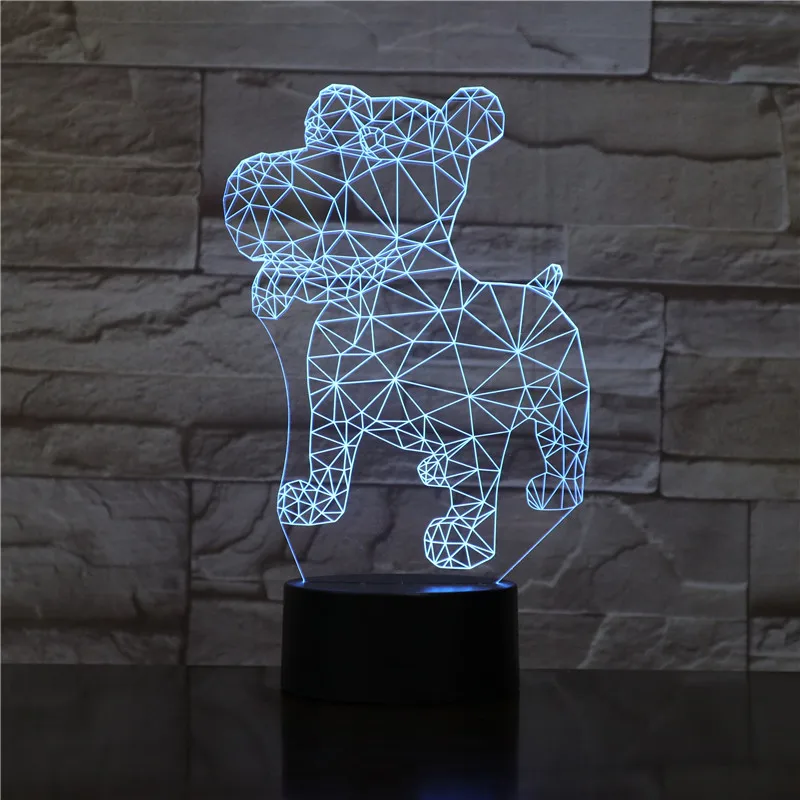 

3D вращающаяся собака, лампа для животных, Настольная USB светодиодсветодиодный Ночная подсветка, подарок для детей, сенсорный датчик, ночная лампа для украшения прикроватного столика