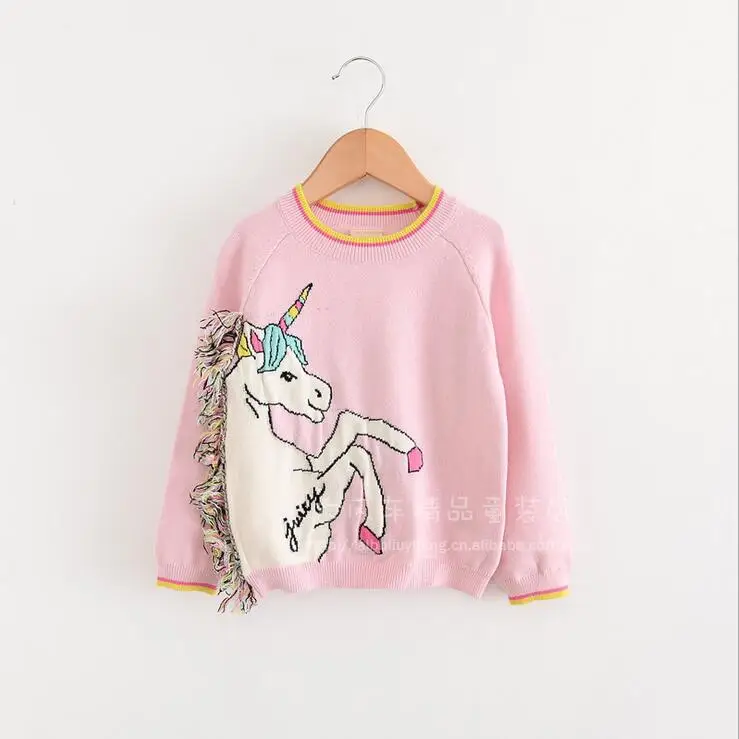 Fall winter baby girl lovely pink unicorn sweatershirt children kids