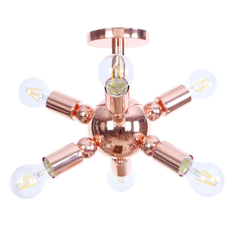 Us 99 98 Nordic Vintage Industrial Creative Bedroom Indoor Rose Gold Multi Head E27 Hotel Restaurant Decorated Wrought Iron Ceiling Lamp In Ceiling