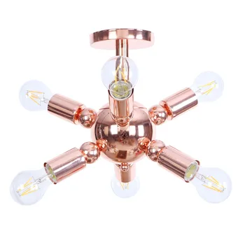 

Nordic vintage industrial creative bedroom indoor Rose gold multi-head E27 hotel restaurant decorated wrought iron ceiling lamp