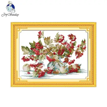 

Joy Sunday Liitle red fruit Cross Stitch kits Still life Print Wall Art Painting Counted or Print On Canvas Pictures No Frame