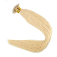 Full Shine Pre Bonded Nano Tip 0.8g Per Strand Color #613 Blonde Remy Human Hair Extensions 50 Strands 40 Grams Per Package