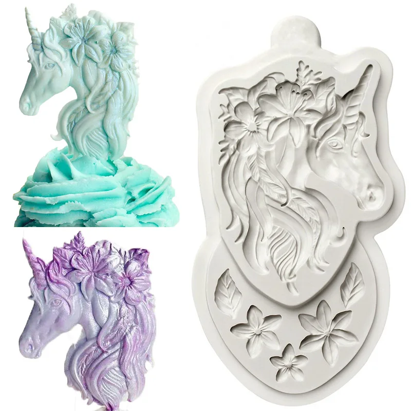 

Luyou DIY Unicorn Silicone Mold Cupcake Decoration Fondant Mold 3D Cake Decorating Tools , Chocolate Cake Mould FM1779