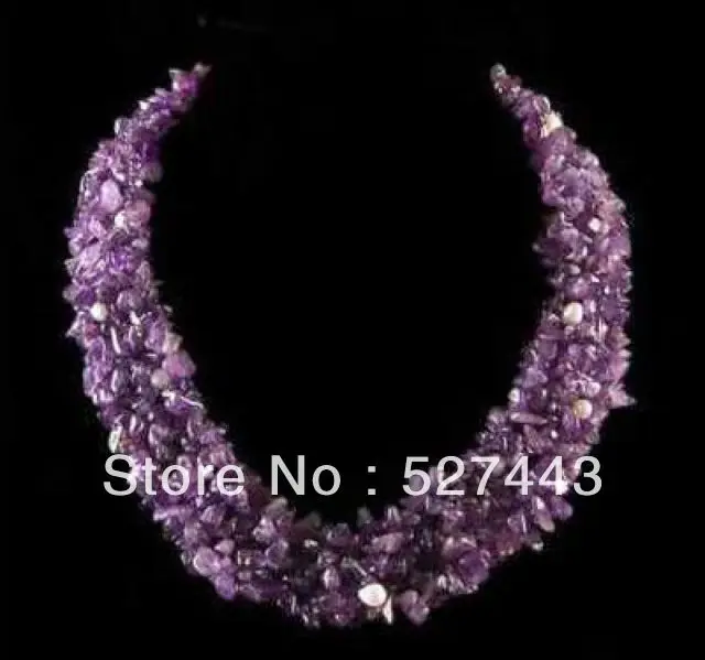 

Wholesale Noble amethyst crushed stone 4 row necklace