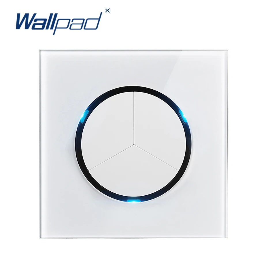 Wallpad New Arrival 3 Gang 1 Way Random Click Push Button Wall Light Switch With LED Indicator Crystal Glass Panel 16A