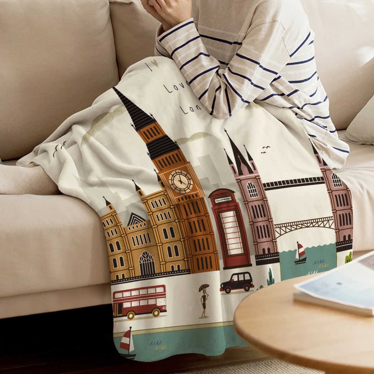 Лондон маятник британский стиль городской пейзаж иллюстрация бросок мягкое теплое одеяло из микрофибры фланелевое одеяло