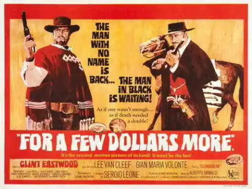 

FOR A FEW DOLLARS MORE Movie Clint Eastwood Lee Van Cleef Klaus SILK POSTER Wall painting