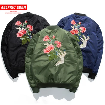 

Aelfric Eden Flower Embroidery Hip Hop Bomber Jacket Men Autumn Winter Thick Air Force Pilot Ma1 Windbreaker Casual Jackets LQ25