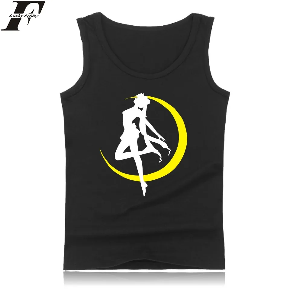 

LUCKYFRIDAYF Anime Sleeveless Tank Top Men Summer Funny Japanese Classic Cartoon Sailor Moon Bodybuilding Tank Top Fashion Vest
