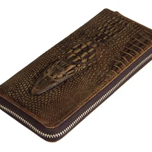 Мужские кошельки из натуральной кожи с крокодиловым узором, Crazy Horse, кожаная сумка-клатч на молнии, визитница, мужские сумки