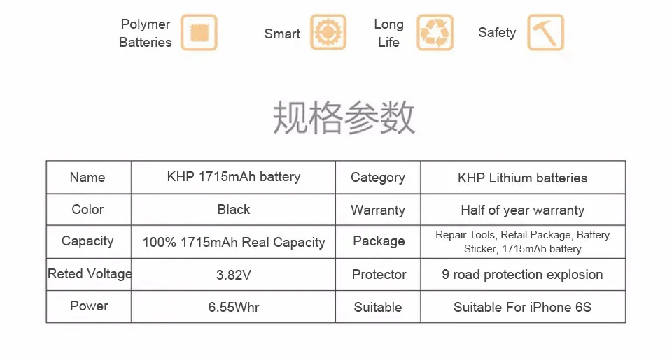 NEW 2017 100% Original KHP Phone Battery For iPhone 6S Capacity 1715mAh Repair Tools 0 Cycle Replacement Batteries Sticker (10)