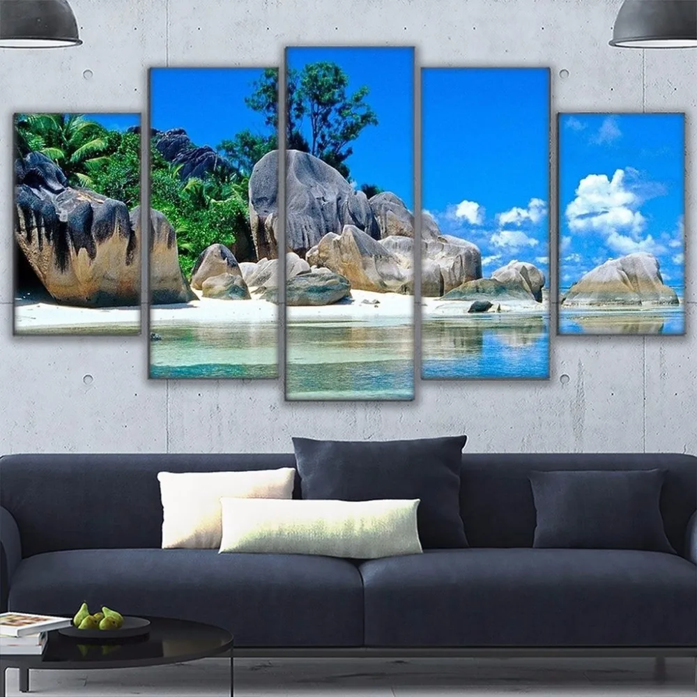 Modulare Leinwand Hd Gedruckt Bilder Wohnkultur 5 Stucke Tropische Insel Paradise Malerei Wandkunst Wohnzimmer Strand Plakatrahmen Poster Frame Prints Picturestropical Island Aliexpress