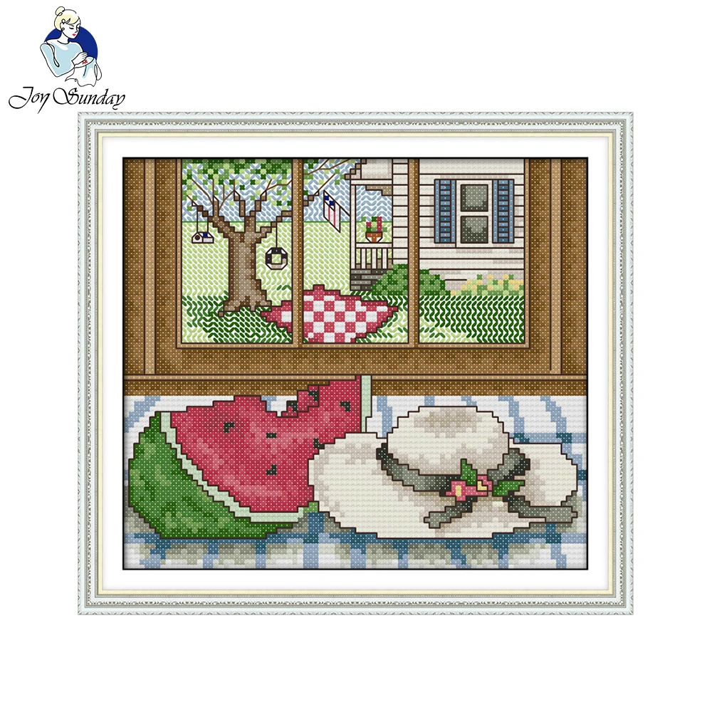 

Joy Sunday The summer outside the window Needlework Stitch 11CT14CT Cross Stitch Set For Embroidery Kits Counted Cross-Stitching