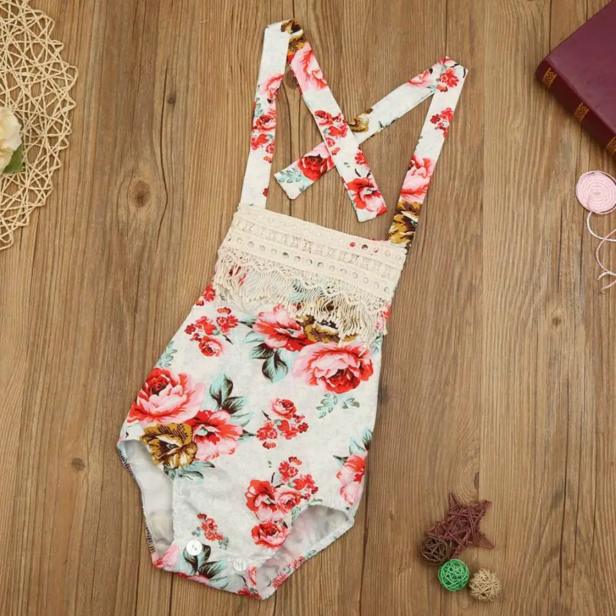 Cute Baby Girl Romper Floral Halter Romper Newborn Toddler Baby Girls