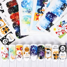 1 шт рождественские наклейки для ногтей Водные Переводные слайдеры Рождество полное покрытие ногтей типсы Снежинка зимний маникюр украшения TRSTZ795-803
