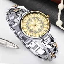 BELBI Mulheres Rhinestone Assista Moda Casual Mulheres Silver & Gold Flower Design Relógio de Pulso Presente Relogio feminino Quente
